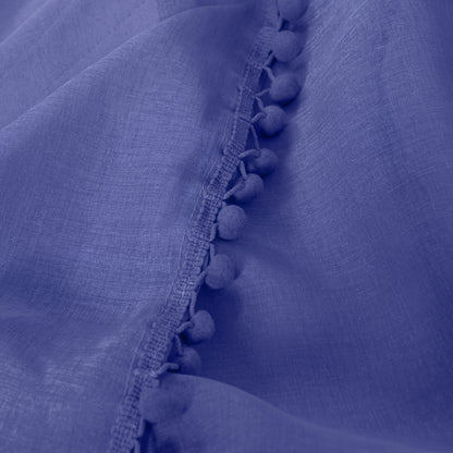 Elegant Comfort Set of 2 Pom Pom Tasseled Sheer Curtain - Rod Pocket
