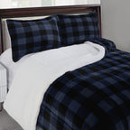 3-Piece Buffalo Micro-Suede Reversible Sherpa - Lodge-Plaid Pattern Comforter Set