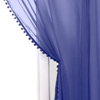 Set of 2 Pom Pom Tasseled Sheer Curtain - Rod Pocket