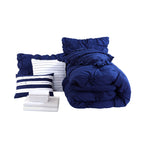 12-Piece Amy Oversized Comforter Set - Includes 6-Piece Sheet Set with Double Sided Storage Pockets