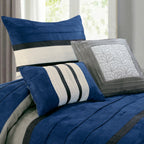 12-Piece Cirena Micro suede Comforter Set, Includes 6-Piece Sheet Set with Double Sided Storage Pockets