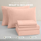 Extra deep Pocket 3 Line Embroidery, 6-Piece Sheet Set