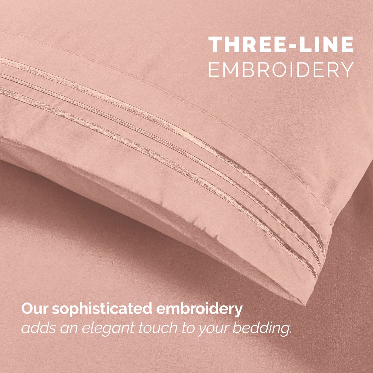 Extra deep Pocket 3 Line Embroidery, 6-Piece Sheet Set