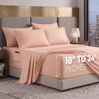 Extra deep Pocket 3 Line Embroidery, 6-Piece Sheet Set