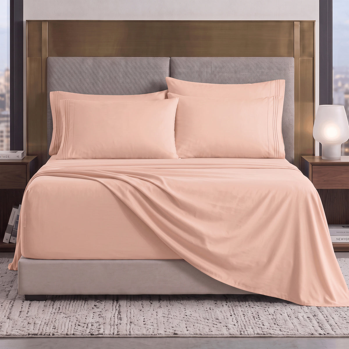 Extra deep Pocket 3 Line Embroidery, 6-Piece Sheet Set