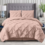 8-Piece Pintuck Pinch Pleated Comforter Set - Includes 4-Piece Sheet Set with Double Sided Storage Pockets