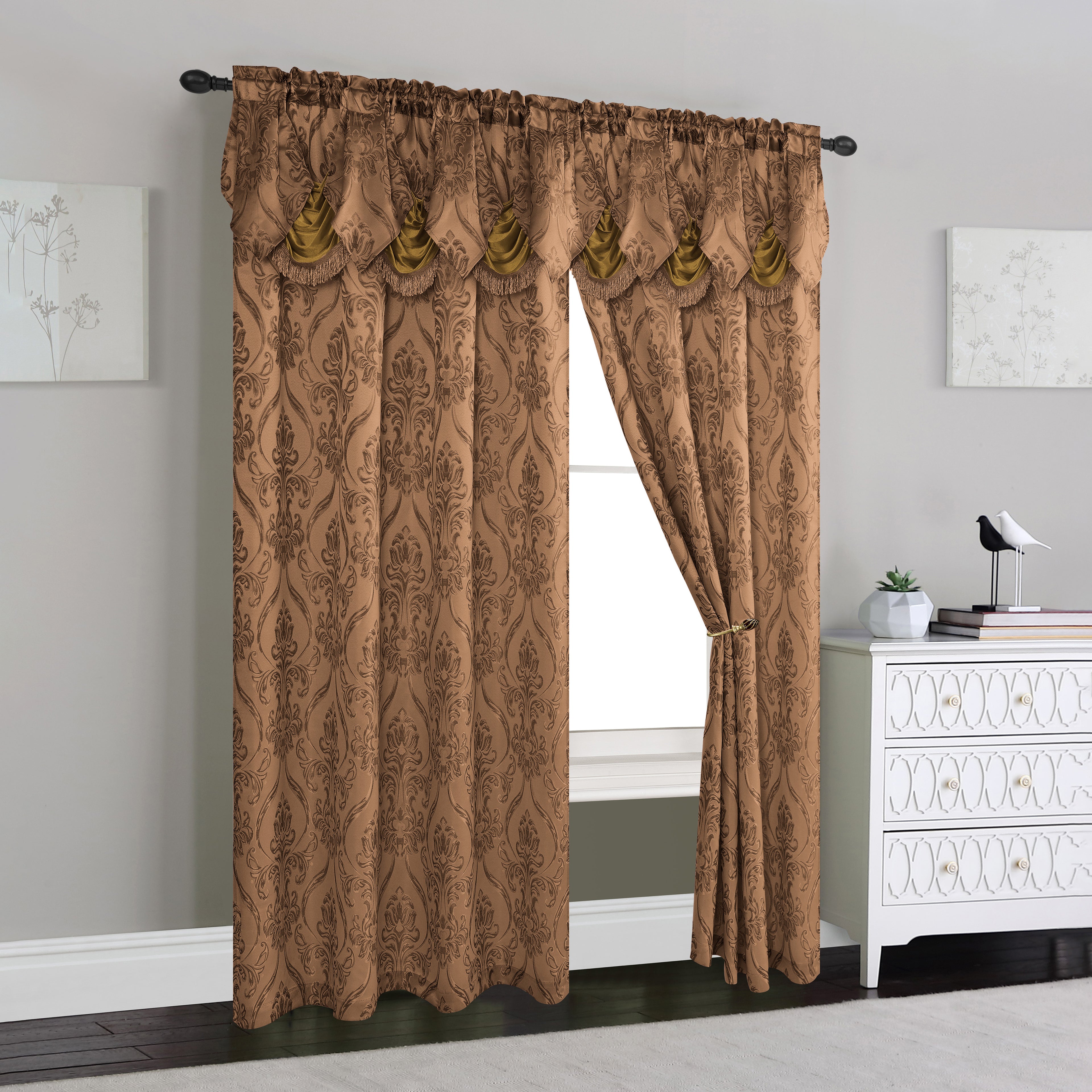 Set of 2 Penelope Jacquard Look Curtain Panels - 54" W x 84" L