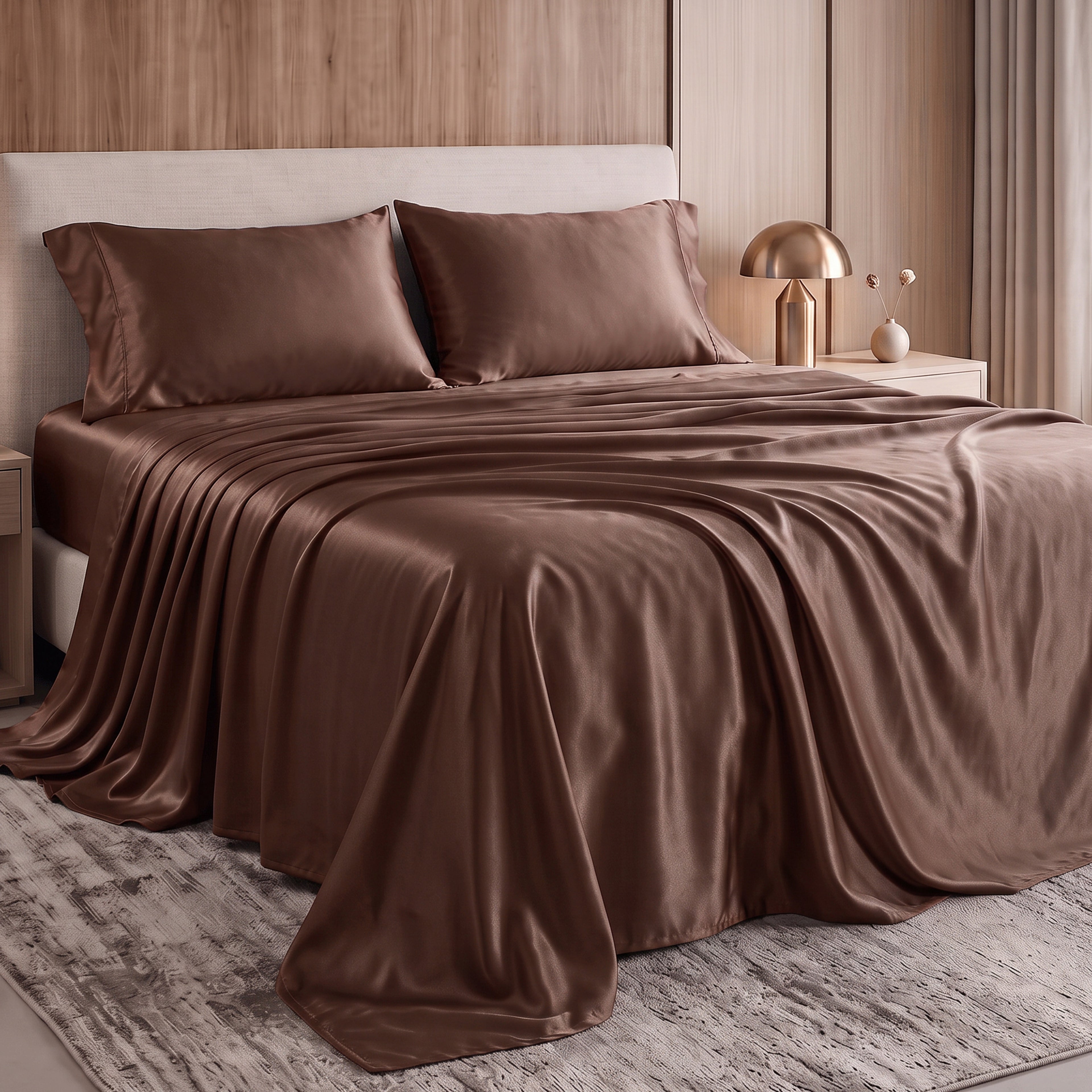 Fine 4-Piece Silky Satin Sheet Set, Moody Shades