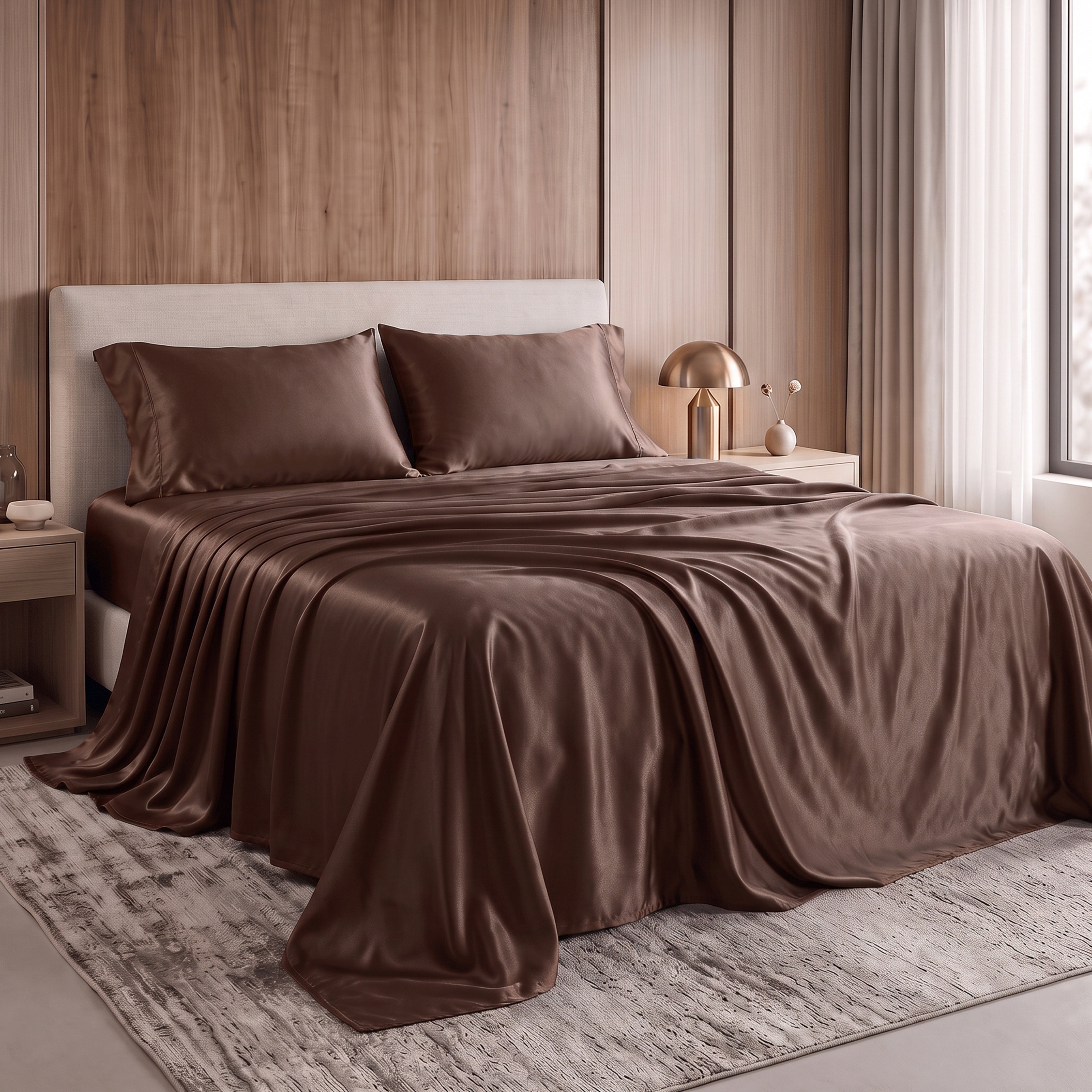Fine 4-Piece Silky Satin Sheet Set, Moody Shades