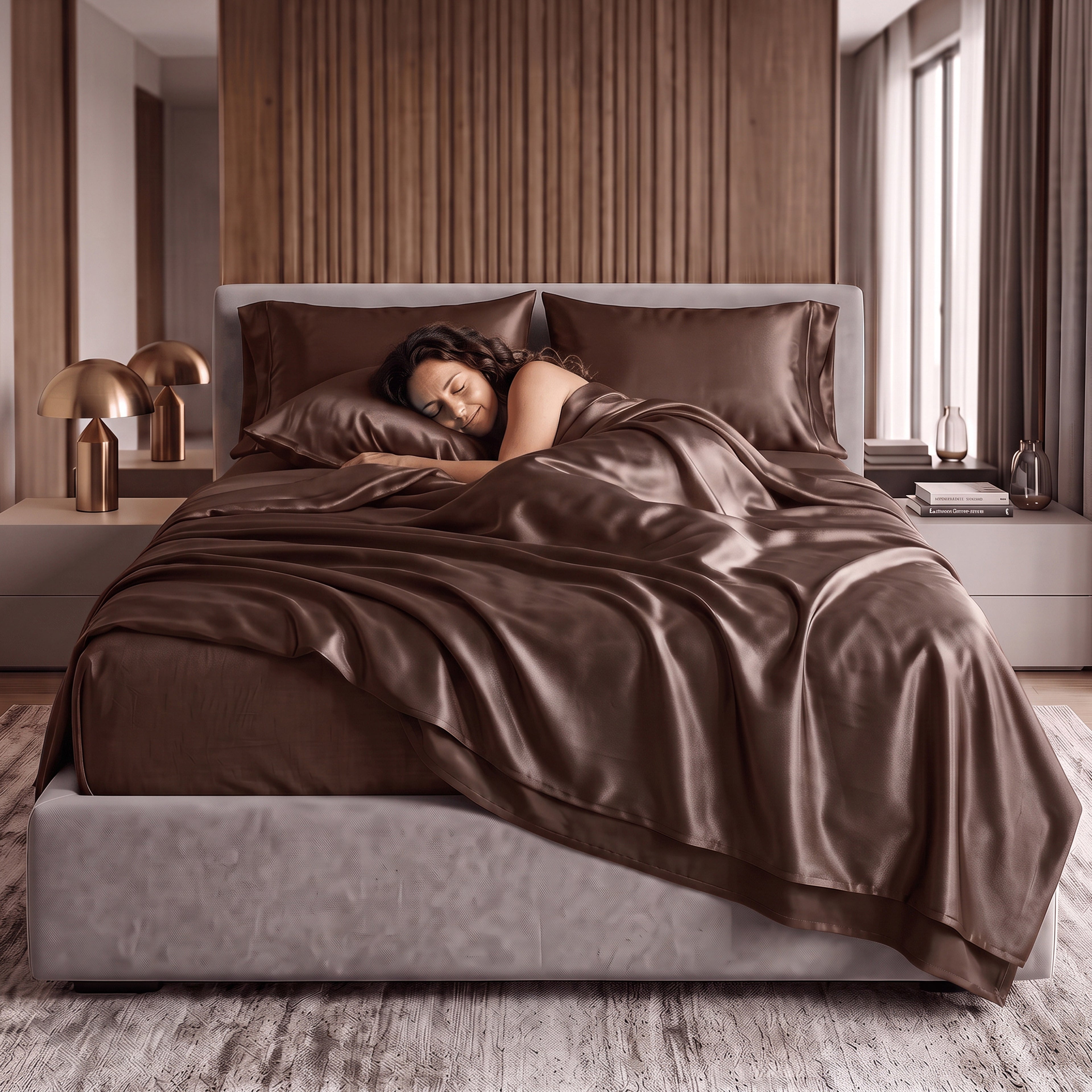 Fine 4-Piece Silky Satin Sheet Set, Moody Shades