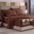 Extra deep 18-24 Inch Pocket 3 Line Embroidery, 6-Piece Sheet Set, Moody Shades