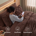 8-Piece Pintuck Pinch Pleated Comforter Set - Includes 4-Piece Sheet Set with Double Sided Storage Pockets