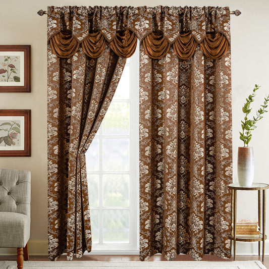 Elegant Comfort Set of 2 Saffa Jacquard Look Curtain Panels - 54" W x 84" L