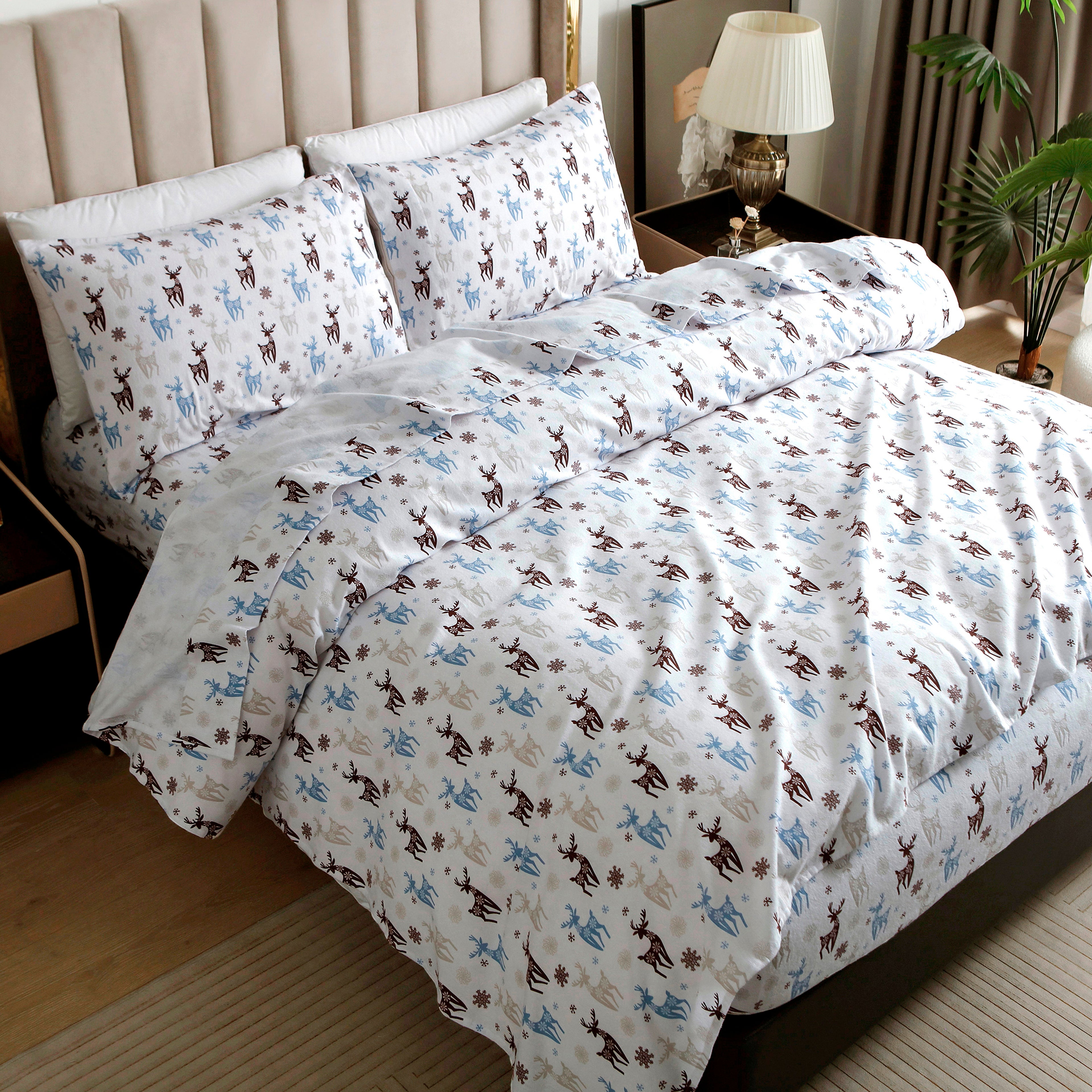 4-Piece Holiday Cotton Flannel Sheet Set - 100% Turkish Cotton