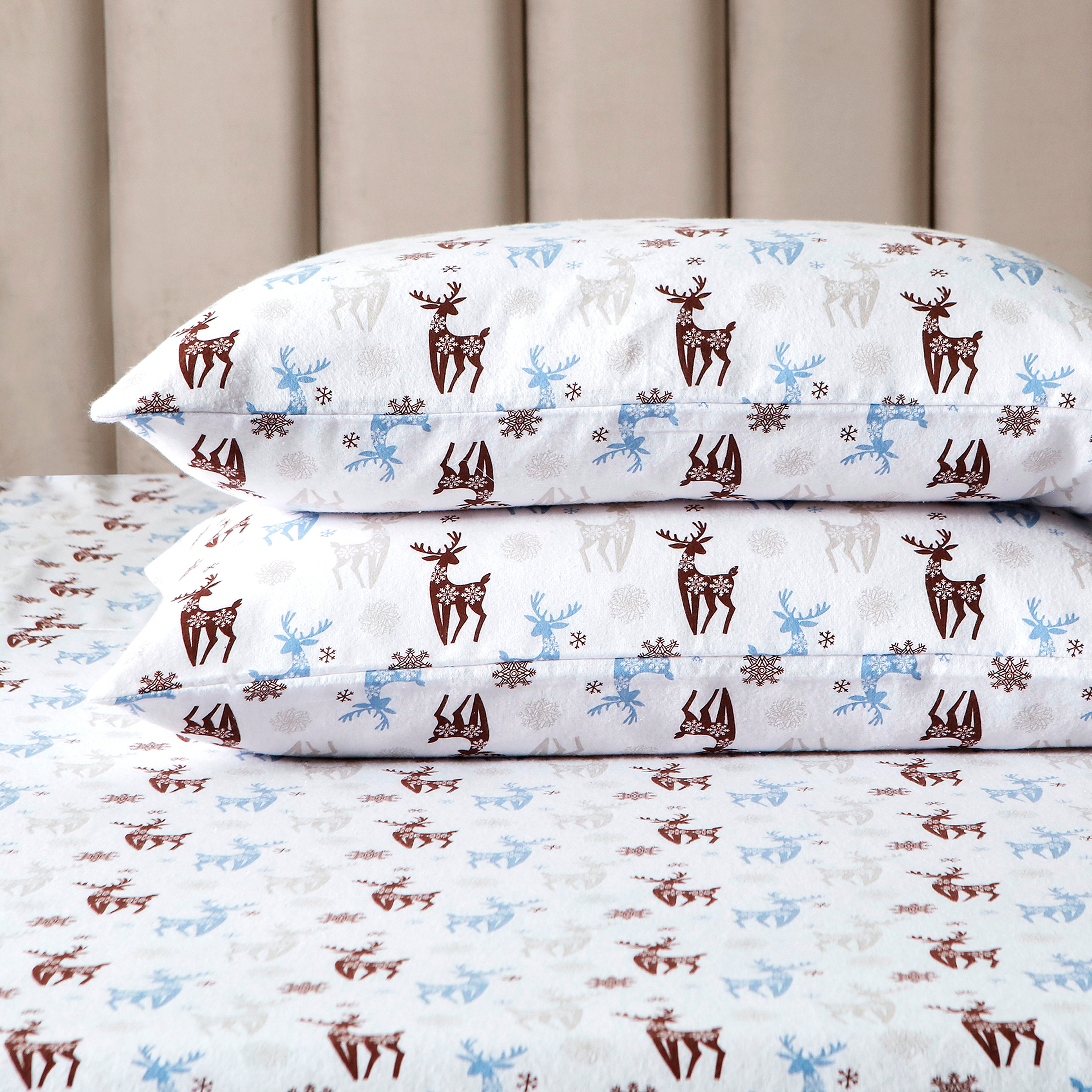 4-Piece Holiday Cotton Flannel Sheet Set - 100% Turkish Cotton