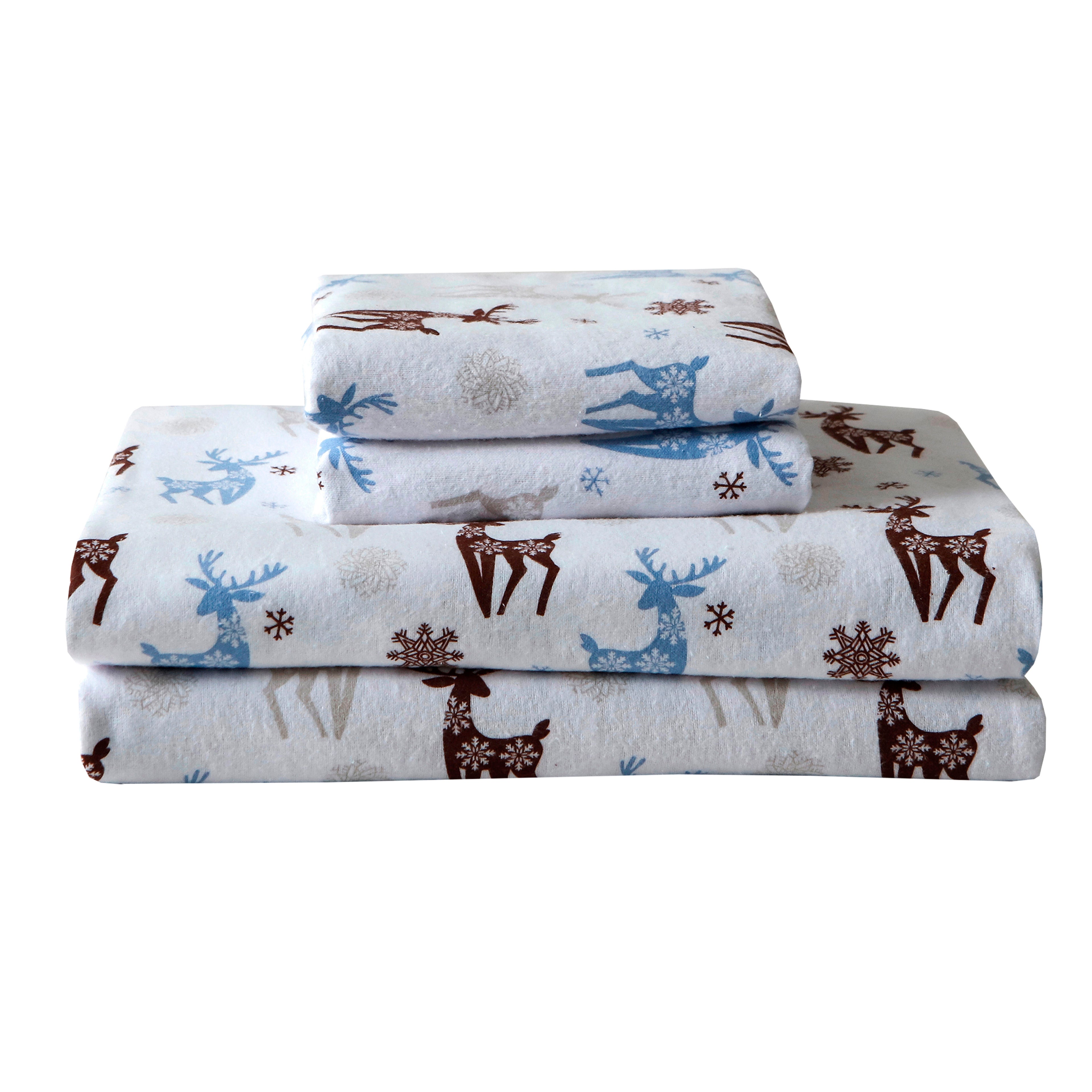 4-Piece Holiday Cotton Flannel Sheet Set - 100% Turkish Cotton