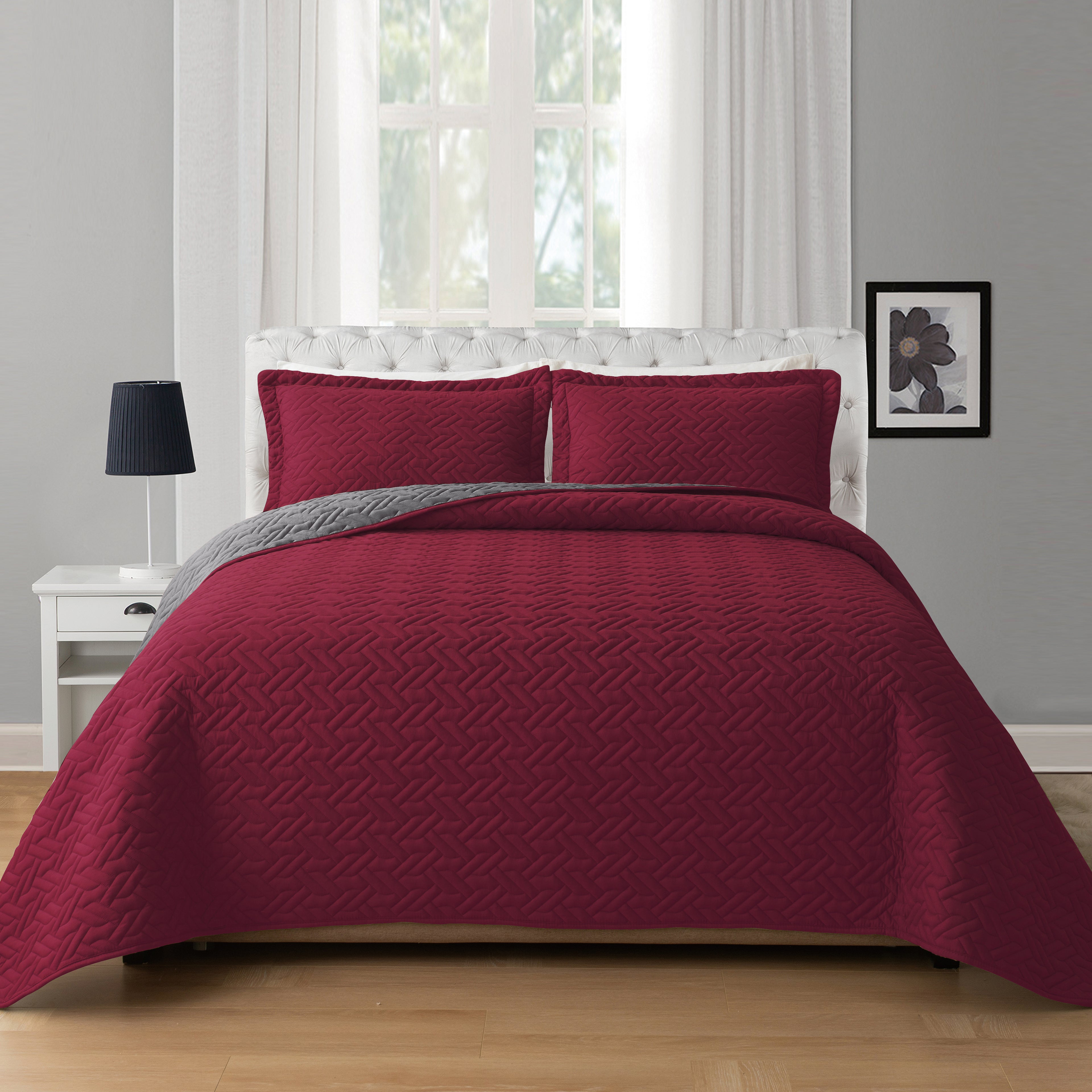 3-Piece Majestic Quilted Reversible Bedspread Coverlet Set