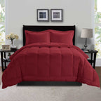 3-Piece Solid Box Stitched Comforter & Shams - Double-Filled Comforter