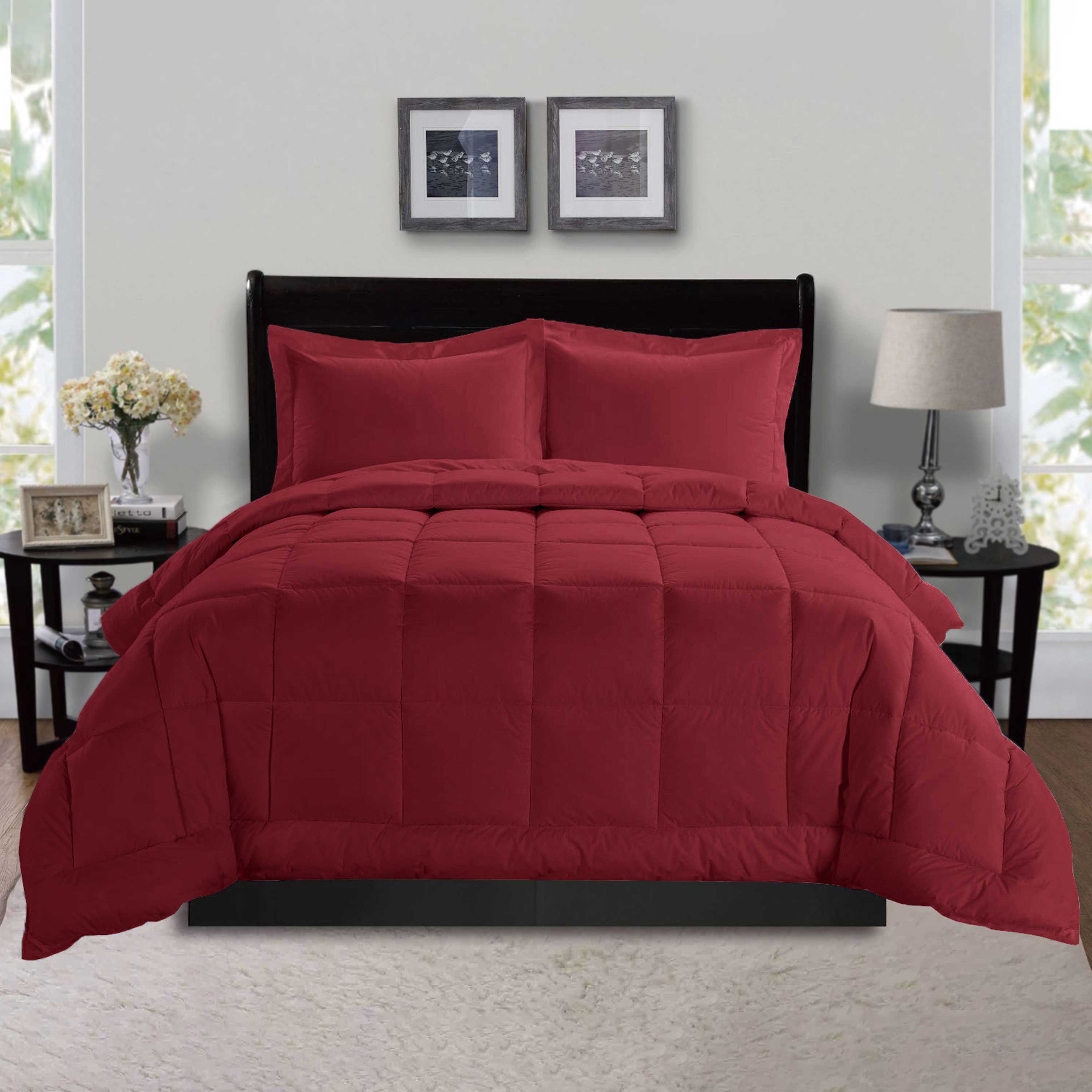 3-Piece Solid Box Stitched Comforter & Shams - Double-Filled Comforter