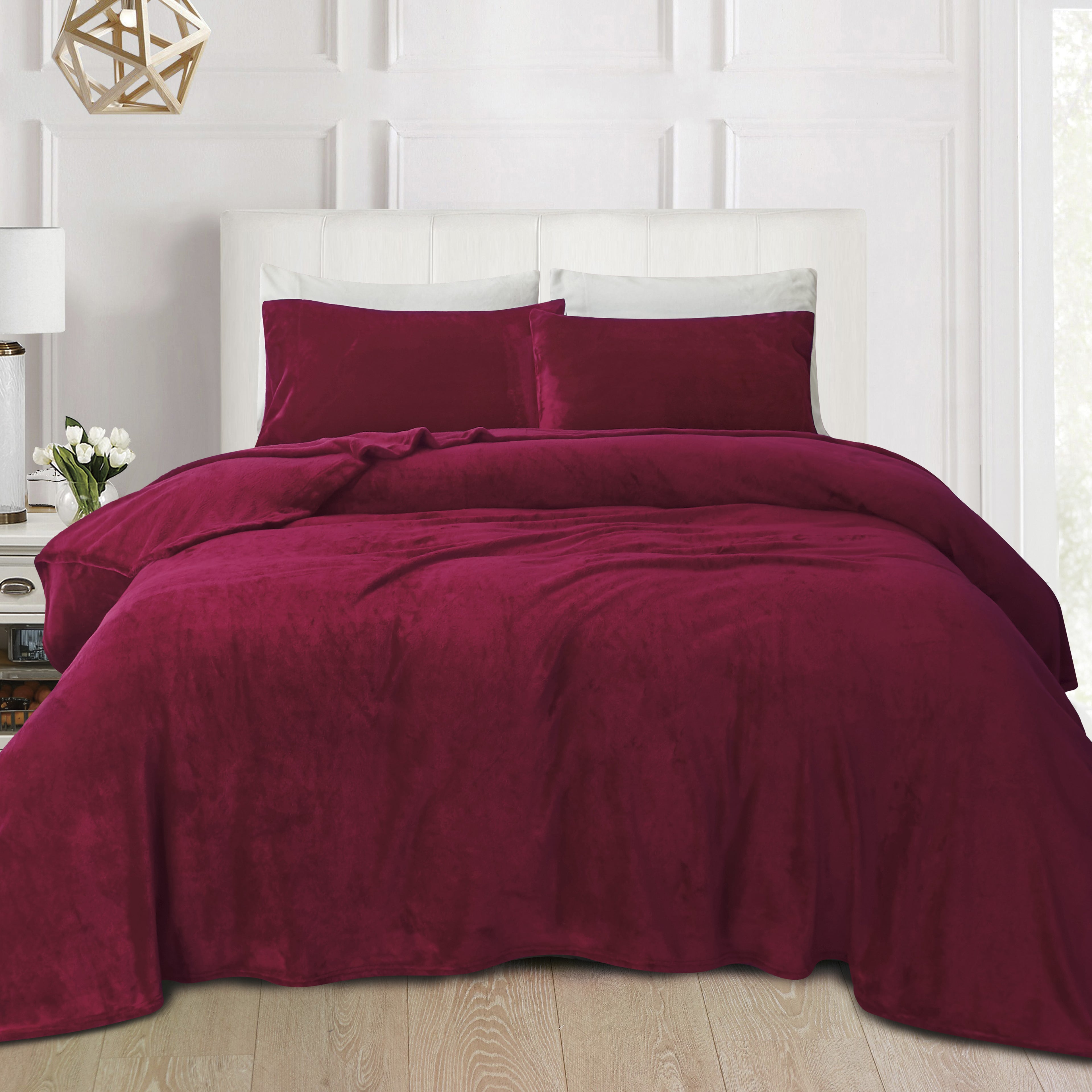 4-Piece Velvet Plush Flannel Sheet Set