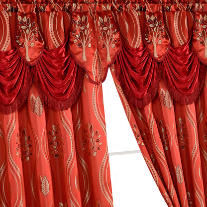 Elegant Comfort Set of 2 Aurora Curtain Panels- Attached Valance - Rod Pocket- 54" W x 84" L