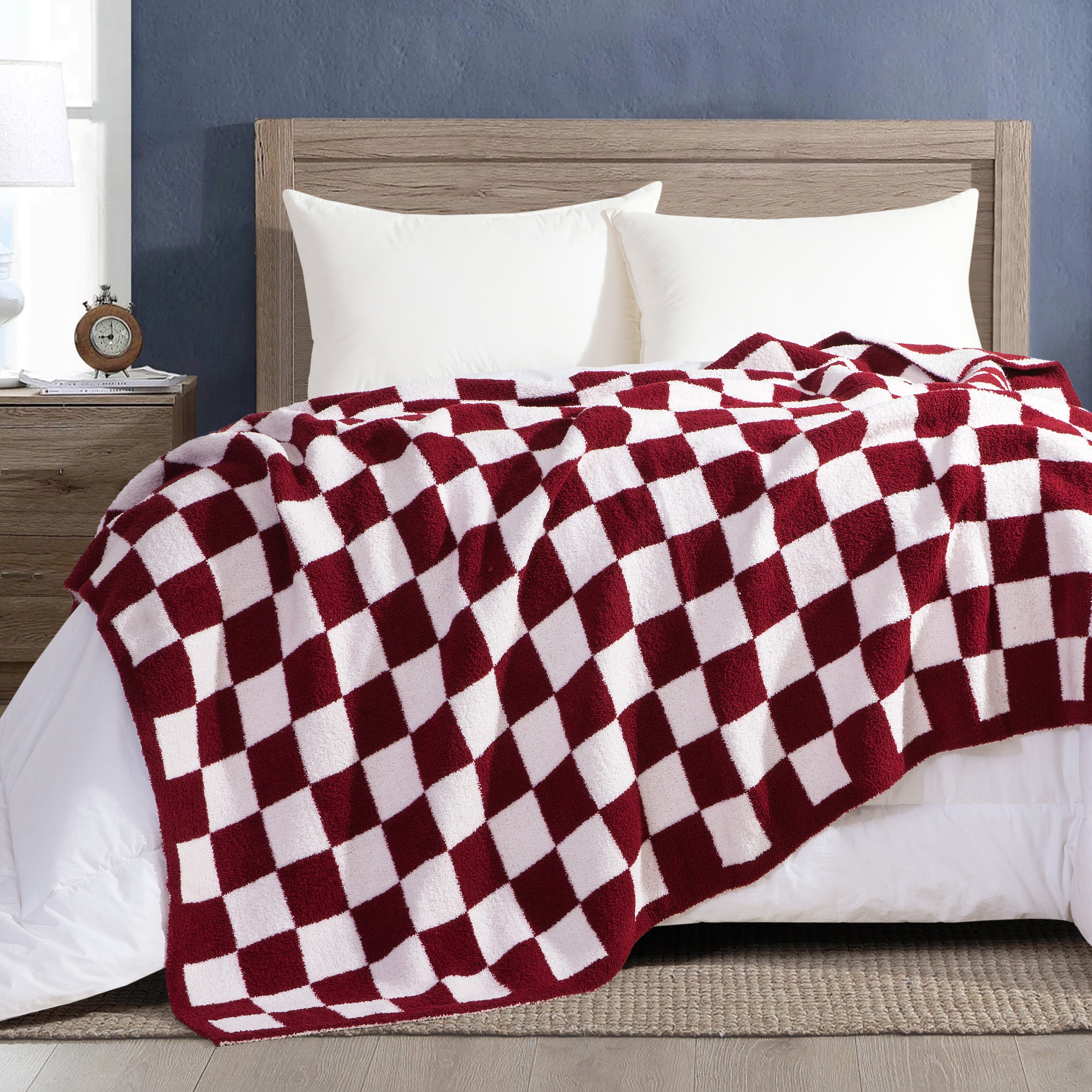 50" x 70"  Ultra Soft Checkered Knitted Throw Blanket