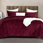 3-Piece Velvet Corduroy Stripe Quilted Bedspread Coverlet Set