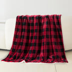 Buffalo Plaid Flannel Fleece Sherpa Throw Blanket