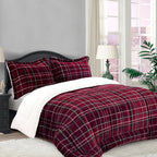 3-Piece Plaid Micro-Suede Reversible Sherpa - Comforter Set