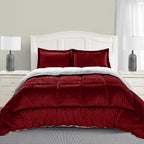 3-Piece Micro-Suede Reversible Sherpa - Solid Color Design Comforter Set