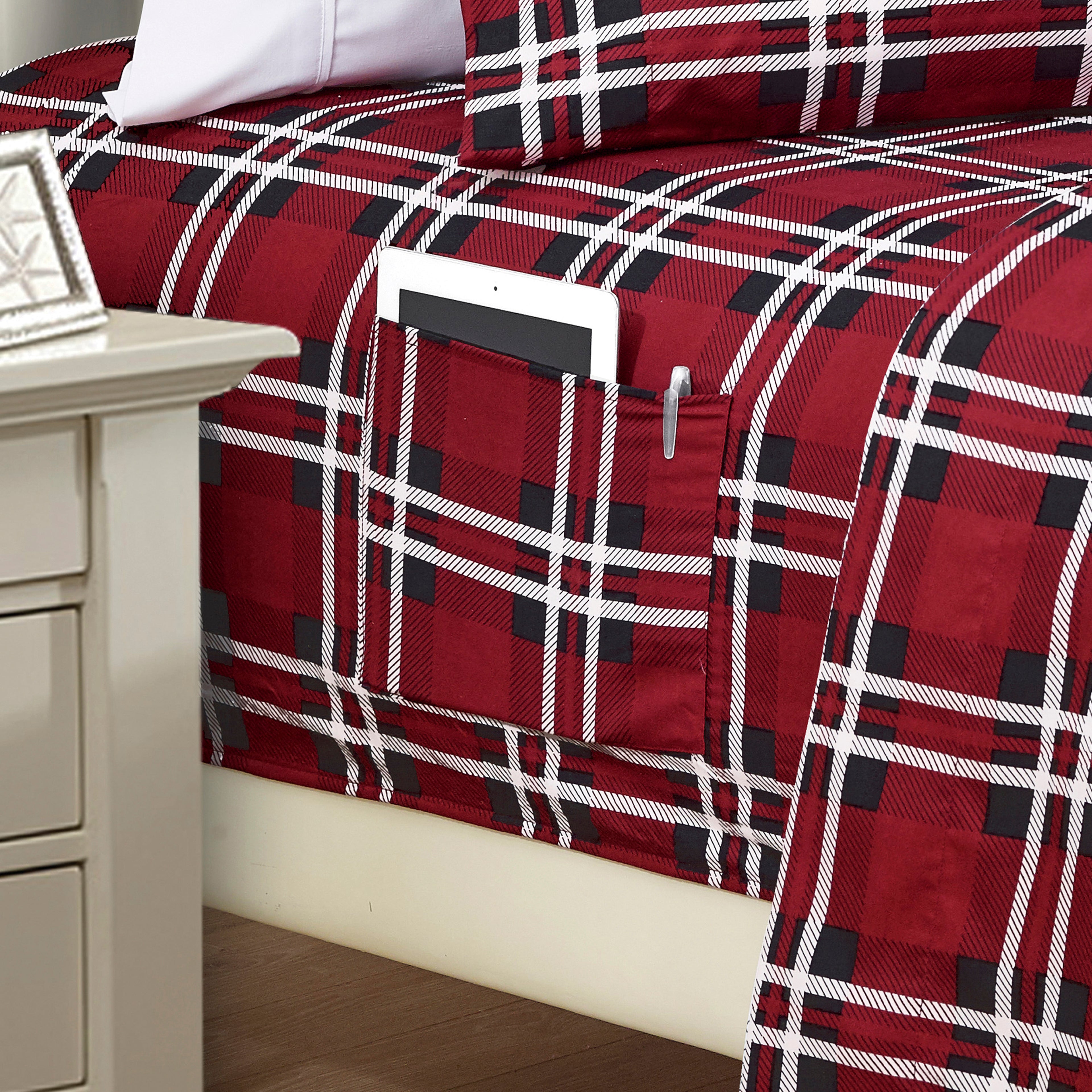 6-Piece Plaid Pattern Bed Sheet Set - Soft as a Hotel Premium Quality