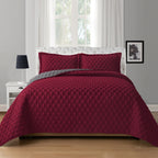 3-Piece Diamond Quilted Reversible Bedspread Coverlet Set
