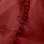Set of 2 Pom Pom Tasseled Sheer Curtain - Rod Pocket
