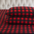 Buffalo Checkered Pattern - 100% Turkish Cotton Flannel, 4-Piece Flannel Sheet Set