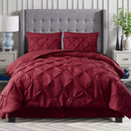 8-Piece Pintuck Pinch Pleated Comforter Set - Includes 4-Piece Sheet Set with Double Sided Storage Pockets