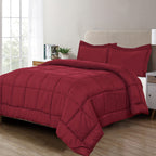 3-Piece Box Stitched Comforter & Shams - Duvet Insert with 4 Corner Tabs
