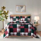 3-Piece Patch Plaid Quilted Reversible Bedspread Coverlet Set