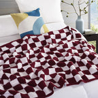 50" x 70"  Ultra Soft Checkered Knitted Throw Blanket