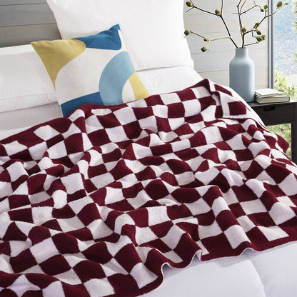Elegant Comfort 50" x 70"  Ultra Soft Checkered Knitted Throw Blanket