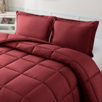 3-Piece Solid Box Stitched Comforter & Shams - Double-Filled Comforter