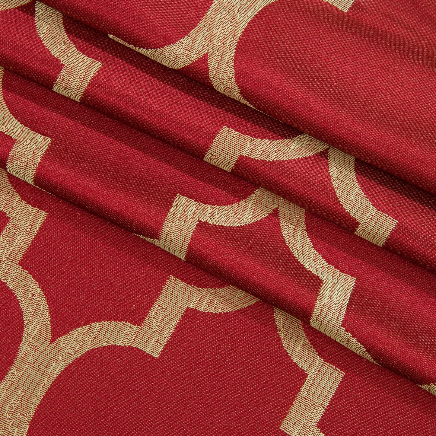 Elegant Comfort 2-Piece Quatrefoil - Moroccan Trellis Jacquard Look Curtain Panels- Attached Valance - 54" W x 84" L, Set of 2