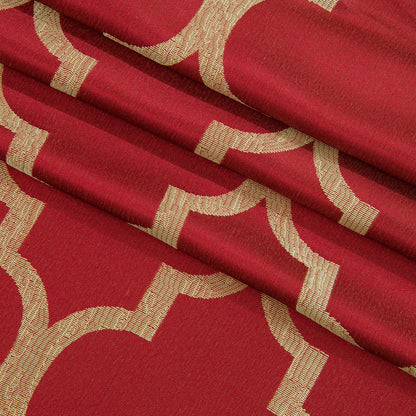 Elegant Comfort 2-Piece Quatrefoil - Moroccan Trellis Jacquard Look Curtain Panels- Attached Valance - 54" W x 84" L, Set of 2