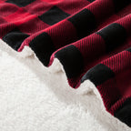 Buffalo Plaid Flannel Fleece Sherpa Throw Blanket