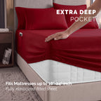 Extra deep 18-24 Inch Pocket 3 Line Embroidery, 6-Piece Sheet Set, Moody Shades