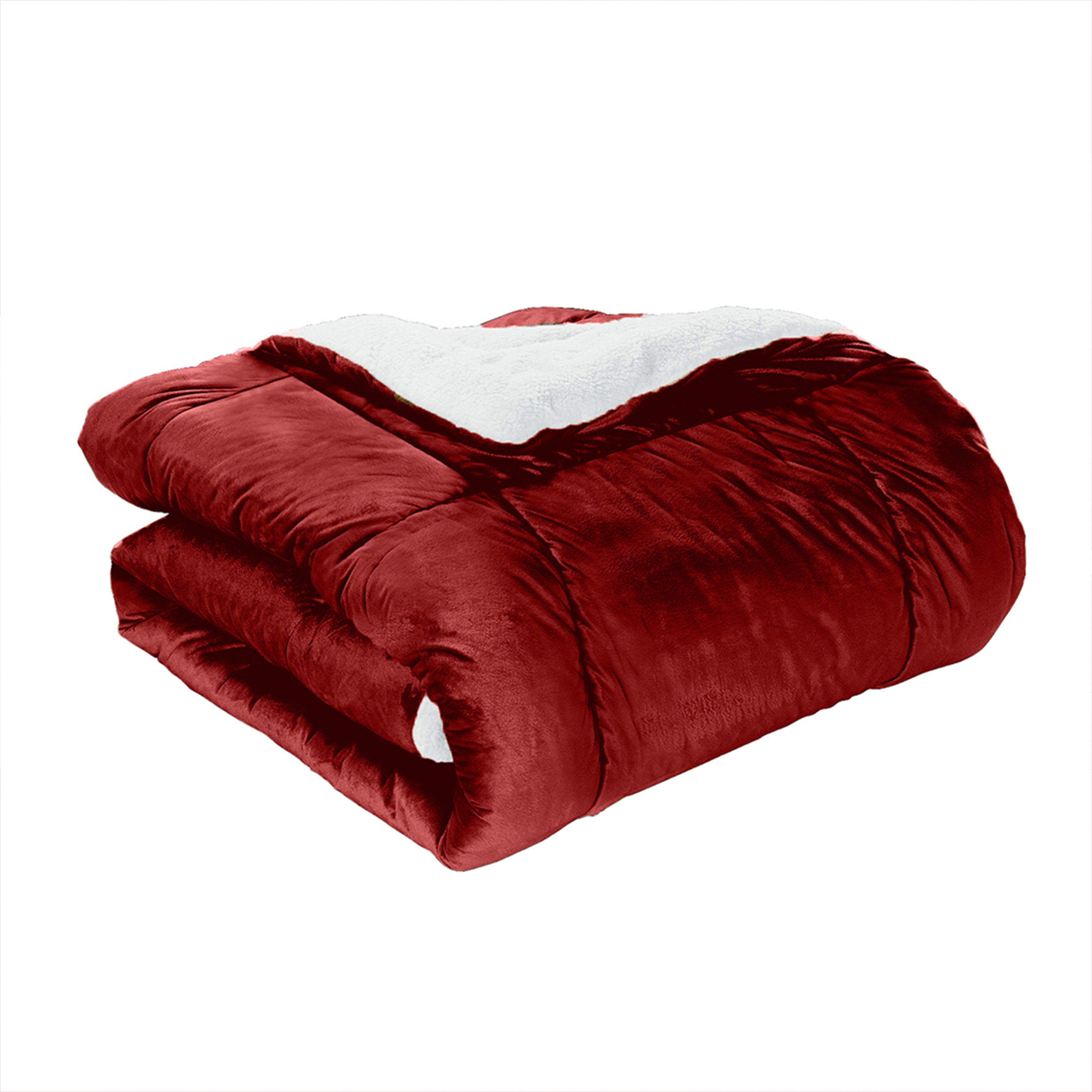 3-Piece Micro-Suede Reversible Sherpa - Solid Color Design Comforter Set