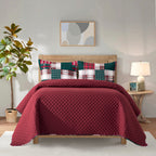 3-Piece Patch Plaid Quilted Reversible Bedspread Coverlet Set