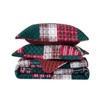 3-Piece Patch Plaid Quilted Reversible Bedspread Coverlet Set