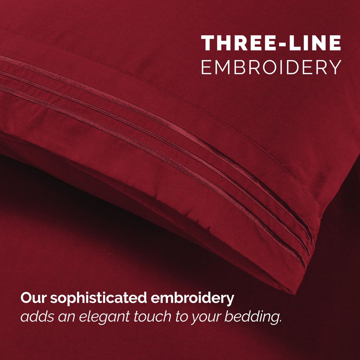 Extra deep 18-24 Inch Pocket 3 Line Embroidery, 6-Piece Sheet Set, Moody Shades