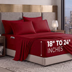 Extra deep 18-24 Inch Pocket 3 Line Embroidery, 6-Piece Sheet Set, Moody Shades