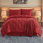 8-Piece Pintuck Pinch Pleated Comforter Set - Includes 4-Piece Sheet Set with Double Sided Storage Pockets